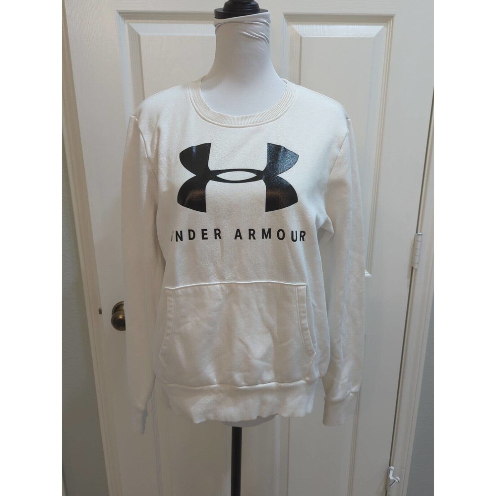 Under Armour Pocket White Crewneck Sweatshirt Womens Size Small